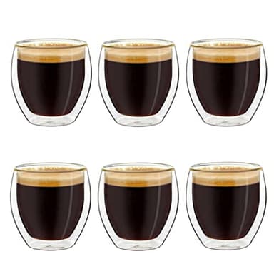 Creano Verres à expresso à double paroi, lot de 6 100 ml, tasses à moka, verres thermiques à effet flottant