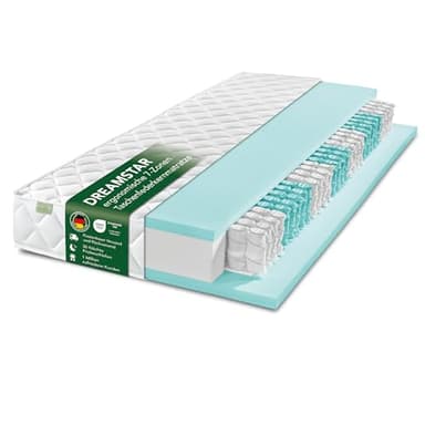 DREAMSTAR Matelas Ergo Flex Duo Matelas à ressorts ensachés 7 zones 17 cm Certifié Oeko-Tex Degré de dureté H2 0-80 kg H3 80-100 kg 80 x 200 cm