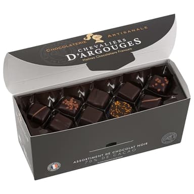 CHEVALIERS D'ARGOUGES Maîtres Chocolatiers Français - Assortiment de chocolats noir 70% - Ballotin dégustation 365g
