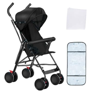 OHMG Poussette Canne,0-4 ans,0-22 kg,Poussette Légère et Compacte,Dossier inclinable,Harnais 5 points,Pliable Pousette Voyage avec Auvent et Moustiquaire,Roues Antidérapants