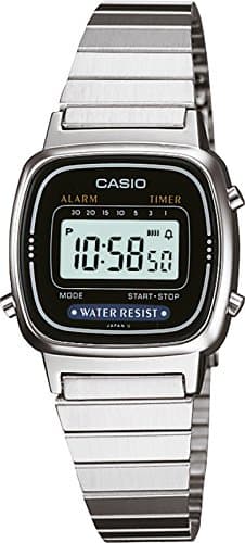 Casio Montre numérique pour femme avec bracelet en acier inoxydable LA670W
