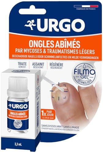 Urgo - Filmogel Ongles Abîmés par Mycose ou Traumatisme léger - Régénére et Renforce l'Ongle - Pinceau Applicateur - 3,3 ml - Dès 3 ans