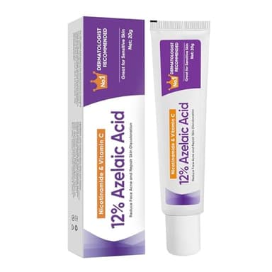 Crème à l'acide azélaïque à 12 % - Sérum à l'acide azélaïque avec niacinamide et vitamine C - Réduit l'acné sur le visage et répare les taches de la peau - Idéal pour les peaux sensibles - 20 g