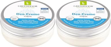 GREENDOOR Lot de 2 déodorants crème sans aluminium - 100 ml - Déodorant naturel - Sans sels d'aluminium - Alcool - Parabène - Huile de palme - Aloe Vera - Cosmétique naturel