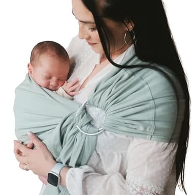 NéoBulle - My Sling - Portage en Écharpe sans Nœud - Installation Facile - Jersey de Coton Bio - 100% Fabriqué en France - De la Naissance à 18 Mois (Vert)