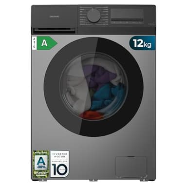 Cecotec Lave-linge à Chargement Frontal 12Kg Bolero DressCode 12450 Inverter Steel, 1400 tr/min, 16 programmes, Classe A-20%, Moteur Inverter Plus, Pearl Drum, Fonction Silence, KidLock, Acier