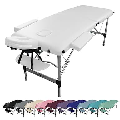 Vivezen - Table de Massage Pliante 2 Zones en Aluminium + Accessoires et Housse de Transport - Plusieurs Coloris