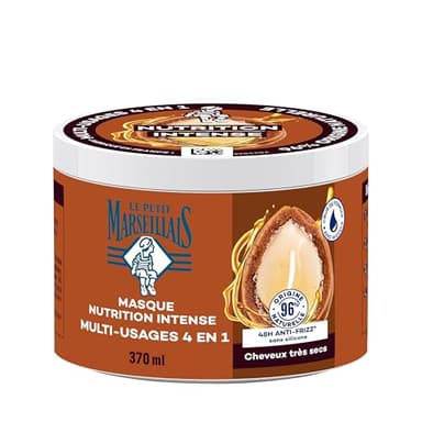 Le Petit Marseillais – Masque 4 en 1 Nutrition Intense Huile d'Argan Bio (pot de 370 ml) – Masque capillaire pour cheveux très secs – Soin cheveux sans silicone 96% d'origine naturelle