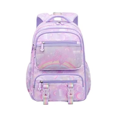 Générique Cartable fille primaire CP CE1 CE2 CM1 CM2, sac a dos fille primaire kawai Ergonomique Cartables Scolaires Grande Capacité Leger Sacs d'école Multi-poches en Nylon 46cm x 30cm (Purple, M)