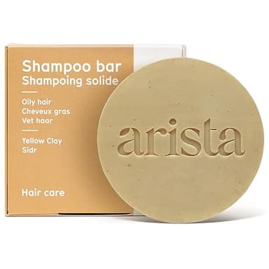 Arista Barre de shampooing à l'argile jaune, poudre de fruits de Sidr et jojoba – Pour cheveux gras | Shampooing de voyage sans sulfate, végétalien et sans paraben