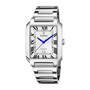 Festina Montre Homme Analogique en Acier Inoxydable 316L Argenté - Mouvement Quartz - Calendrier - Verre Minéral Haute Résistance - Étanche 5 ATM F20677/1 on The Square