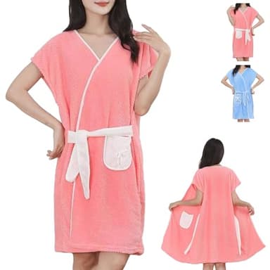 LaresDay Peignoir pour femme avec poches en matériau doux et absorbant pour sauna, plage, piscine et bien-être - Serviette de bain, serviette de sauna et serviette de douche (rose)