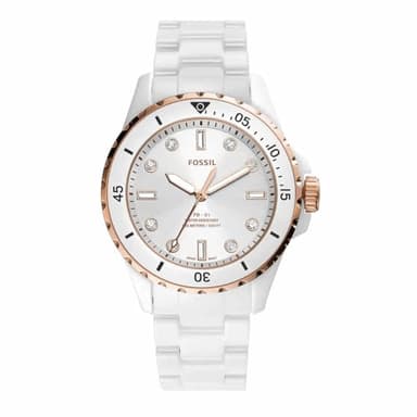 FOSSIL Montre FB-01 pour Femme, Mouvement à Quartz à Trois Aiguilles avec Bracelet en céramique ou en Acier Inoxydable