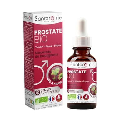 Santarome Bio - Prostate Bio | Complément Alimentaire |Pour Retrouver Tonus Sexuel & Confort Urinaire - A base de plantes Bio - Tri-Complexe de bourgeons | Flacon Pipette 30 ml |Made In France | Végan