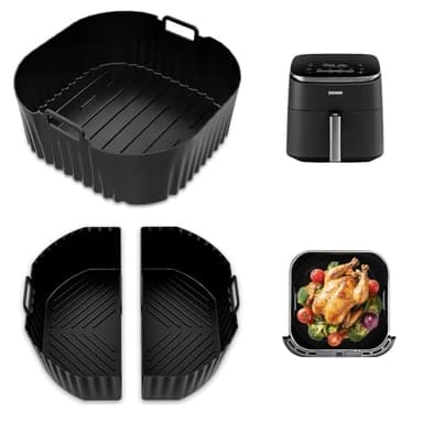 3 Pièces Moule Silicone Air Fryer, Plat Air Fryer Accessoires 2 x 3.1L + 1 x 6.2L pour Philips 2000 Série NA230 XL 6,2L,Cecotec Cosori Turbo Blaze 5,5L 6L 6,2L,2 x 3.1L + 1 x 6.2L