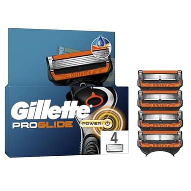 Gillette Lot De 4 Recharges De Rasoir Pour Hommes Proglide Power, AUTHENTIQUES, Cartouche A 5 Lames Ultra-Affutées, Nouvelle Lubrification, Bande Lubrifiante x2, Rasage Du Visage Flexible