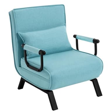 WOLTU Fauteuil Lit 1 Place Convertible, Canapé Lit Convertible 3 en 1, avec Dossier Réglable en 5 Positions, Fauteuil Salon, Oreiller Amovible, Siège Rembourré, 65x75x78cm, Bleu