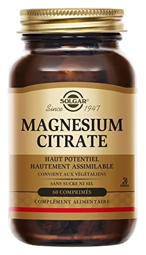 Solgar Magnésium Citrate - Sommeil et Fatigue - Vitalité et énergie - Hautement Assimilable - Minéral - Complément Alimentaire - Flacon de 60 comprimés