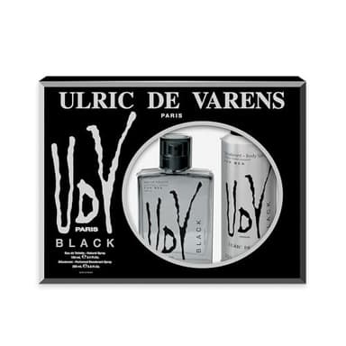 ULRIC DE VARENS - Coffret Parfum Homme UDV Black - Eau de Toilette 100 ml + Déodorant Spray 200 ml - Fougère Fruitée Moderne - Made in France