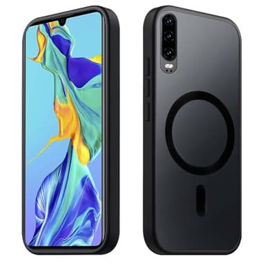 Tawarror Coque Magnétique pour Huawei P30, Translucide Mat Étui pour Huawei P30 Housse Arrière Rigide PC Anti Rayures TPU Anti-Chutes Antichoc Anti-Empreintes Digitales Protection Case, Noir