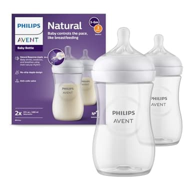 Philips Avent Lot de 2 biberons à Réponse Naturelle de 260 ml, sans BPA, pour les bébés de 3 mois et plus (modèle SCY903/02)