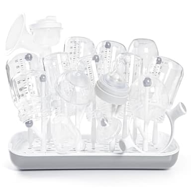 Termichy Plastique Séchoir pour biberons, égouttoir pour biberons, biberons, tétines grises, tasses et accessoires pour biberons et serviette, sans BPA (Gris)