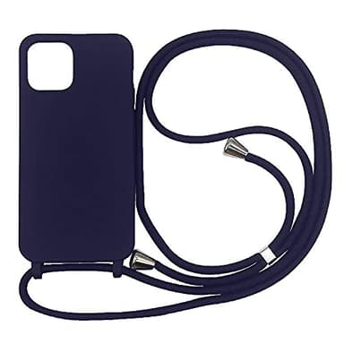 Ququcheng Coque Compatible avec iPhone 15(6.1"),Collier pour Étui Colliers de cellulaire Corde Silicone avec Cordon Case TPU Bumper pour iPhone 15(6.1")-Bleu