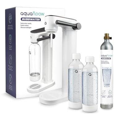 Aquafloow Saturateur D'eau Gazeuse – avec Cylindre CO2 & 2 Bouteilles 800ml sans BPA – Machine à Eau Pétillante sans électricité – Design Moderne pour la Cuisine ou le Bureau
