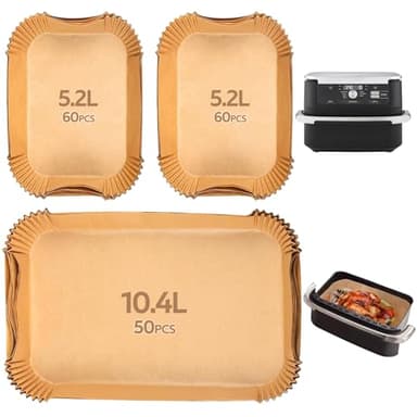 170PCS Papier Cuisson Air Fryer pour Ninja Foodi Flexdrawer AF500EU 10.4 L,Food-Grade BPA gratuit, Jetable Antiadhésive Sans Huile Papier Sulfurisé Accessoires pour 5.2L-10.4L Friteuse(170 Pièces)