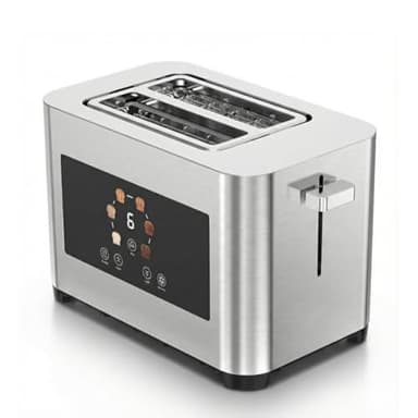 STARLYF Smart Toaster, grille-pain 2 tranches avec écran tactile LED, fentes extra larges, 6 niveaux, fonctions réchauffer/décongeler/arrêt, acier inoxydable