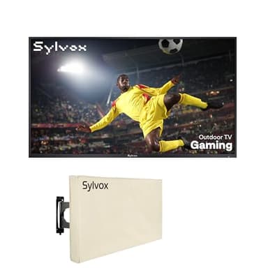 SYLVOX 55 Pouces TV Extérieur avec Housse - 120 Hz | 4K UHD 1000 nits, Smart Google Téléviseur, Dolby Atmos, HDMI 2.1 et Wi-FI 5G, Résistant aux Intempéries Étanche IP55 - Outdoor Gaming TV