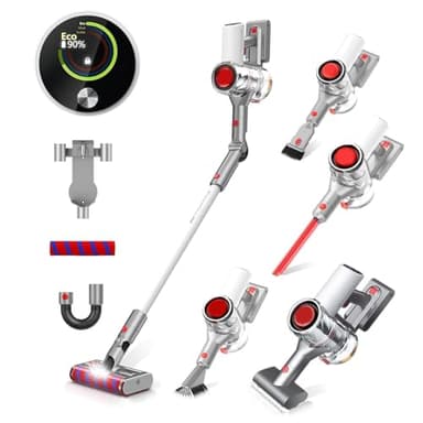 40KPa/450W Aspirateur Balai Sans Fil Puissant, 60Min Aspirateur Sans Fil pour la Maison, Ultra-Silencieux avec Écran LED, Brosse Anti-Enchevêtrement pour Sols, Tapis et Poils d’Animaux - ZEFIRO