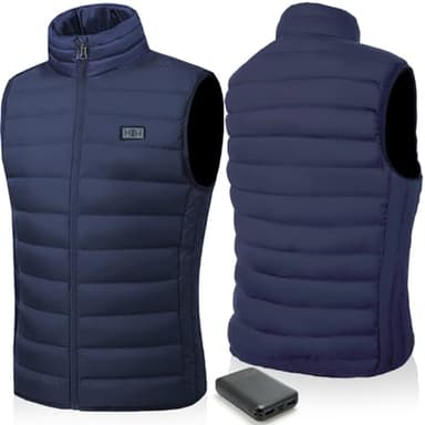 Gilet Chauffant Homme Femme avec Batterie USB 10000mAh, Veste Chauffante Hiver Électrique, 5 Zones Chauffantes en Fibre de Carbone, 3 Températures Réglables, Lavable, Idéal pour Ski Moto Randonnée