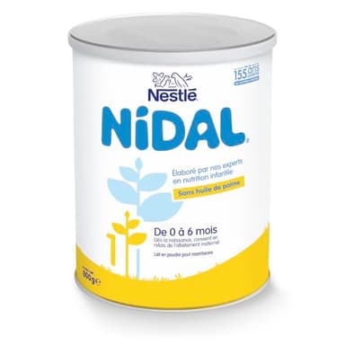 Nestlé Nidal 1 Lait en Poudre 1er Age pour Bébé - de la Naissance à 6 mois - 800g - Lot de 6