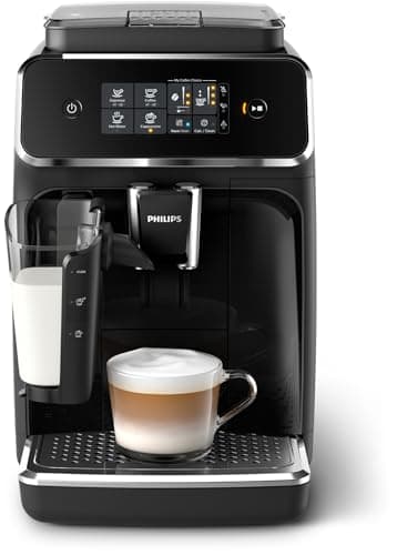Philips Expresso broyeur Série 2200-3 Boissons, Écran tactile, Carafe LatteGo, Broyeur céramique, Machine à café à grain Noire (EP2231/40)