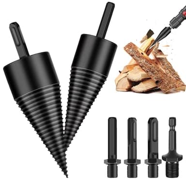Herbst Foret fendeur de bois 50 mm + cône de perçage de 32 mm fendeur de bois avec 4 poignées de perçage, fendeur conique perceuse coin de fendage pour bois