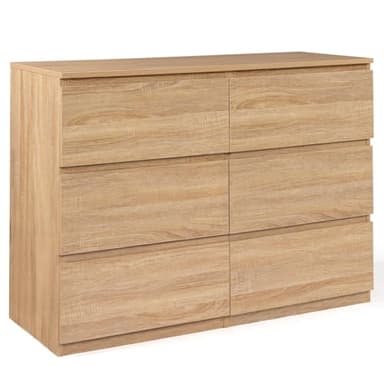 IDMarket - Commode 6 tiroirs TOMI 110 cm Bois façon hêtre
