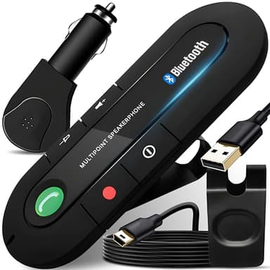 Retoo Kit Mains Libres pour Voiture Bluetooth 5.0, Haut-Parleur Micro Intégré avec Clip Support, Appels Mains Libres, Travailler Jusqu'à 20 Heures, pour La Musique Et Répondre Aux Appels