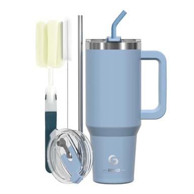 BIGRD Gourde Isotherme 1.2L (1180ml) Acier Inoxydable 304 avec Paille - Double Isolation Vide, 100% Étanche, Sans BPA - Pour Sport, Randonnée, Bureau, Voyage, Voiture,Bleu