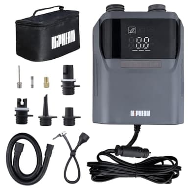 Niphean Gonfleur Electrique avec Câble de Charge Extra-Long de 3m, Gonfleur Pneus Voiture 50 PSI avec Sac, Pompe Electrique Paddle pour Gonflage Et Dégonflage, Pompe a Air Electrique pour SUP, Matelas