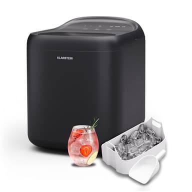Klarstein SparkIce Machine à glaçon 15kg/jour, Glaçons en 6 Min., Touchpad, 2 Tailles, Nettoyage Automatique, Noir