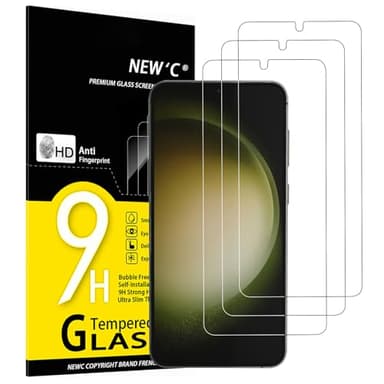 NEW'C Lot de 3, Verre Trempé pour Samsung Galaxy S23 Plus / S23 +, Film Protection écran - Anti Rayures - sans Bulles d'air -Ultra Résistant (0,26mm HD Ultra Transparent) Dureté 9H Glass
