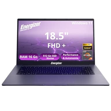Energizer Energybook Pro 18.5 – PC Portable 18,5’’ FHD IPS, AMD Ryzen 5 3.7 Ghz, 16Go RAM, 512 SSD Nvme, PC Portable Ryzen, Vega 8, Batterie 6000Mah, AZERTY (Français)