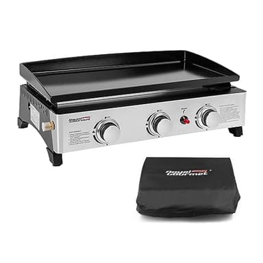 Royal Gourmet Plancha Gaz en Acier Émaillé, 3 Brûleurs Puissance 7.5kW, Surface Cuisson 62,0 x 35,5 cm, Portable pour Le Camping et l' Extérieur, Noir