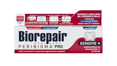 Biorepair, Dentifrice Peribiome Pro Gencives +, Combat le Saignement gingival, Inflammation et Halitose, Avec MicroRepair et Probiotiques, Pour L'équilibre du Microbiote Oral, 75ml