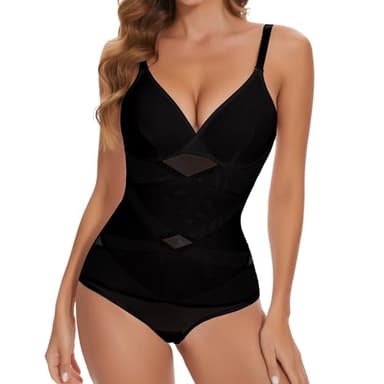 Joyshaper Shapewear pour femmes Body Shaper Taille gainante Bodys façonnant Shape V-cou Miederbody Tops façonnants avec soutien-gorge, L