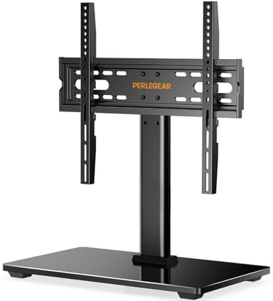 Support TV sur Pied TV Universel - pour de 32-60 Pouces Télévision,Réglable en Hauteur Max Charge 40kg VESA 400x400 mm,avec la Base en Verre Trempé & Gestion des Fils