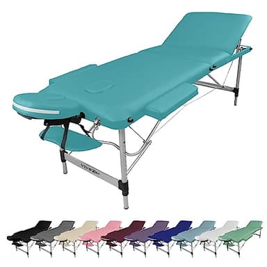 Vivezen - Table de Massage Pliante 3 Zones en Aluminium + Accessoires et Housse de Transport - Plusieurs Coloris
