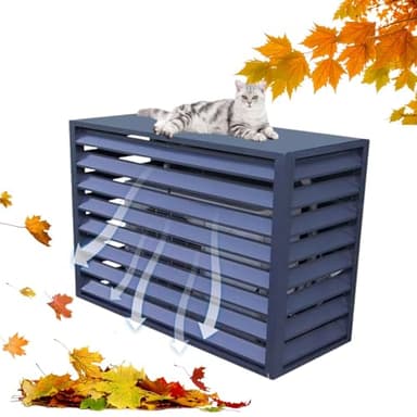 Cache Climatiseur Exterieur Aluminium, Housse Climatiseur Extérieur, Réduction du Bruit, Tenir à L'écart des Animaux et des Feuilles Mortes(Grey,1.5P)