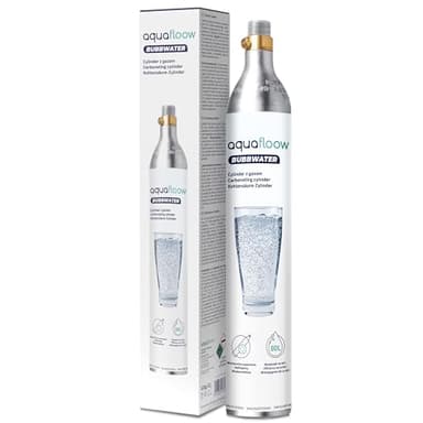 AquaFloow Cylindre CO₂ pour Machine à eau Pétillante Premium 600 ml, Cartouche pour Eau Gazeuse, Cylindre jusqu’à 60 L, Remplacement compatible avec SodaStream, Aarke- lot de 1